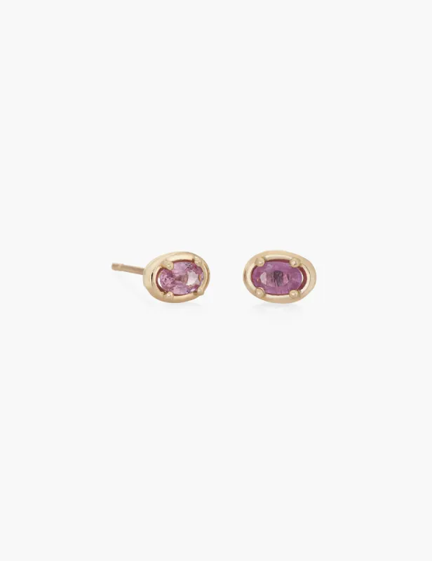 Pink Sapphire Ellipse Studs sold by Kathryn Bentley