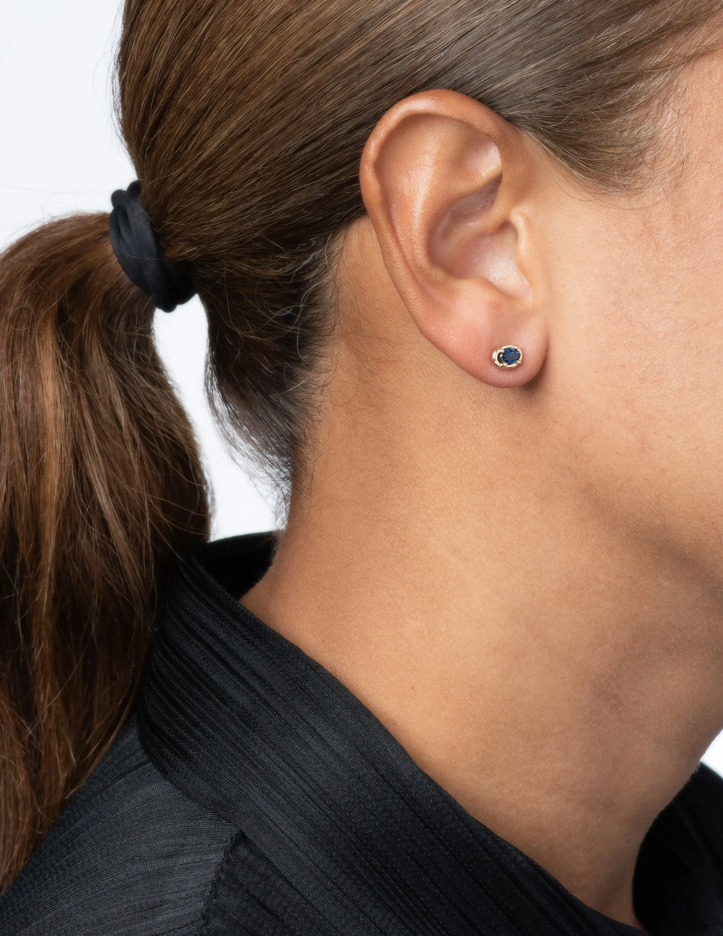 Blue Sapphire Ellipse Studs sold by Kathryn Bentley product image thumbnail 2