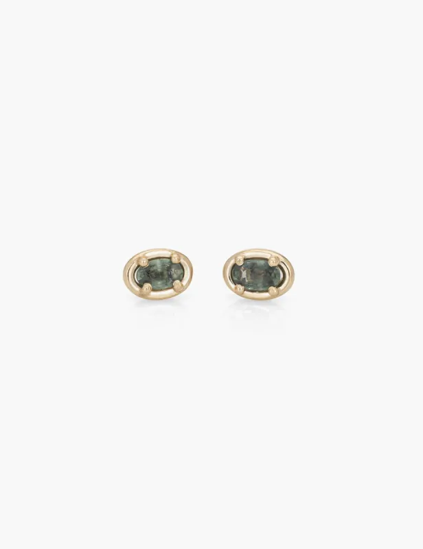 Green Sapphire Ellipse Studs sold by Kathryn Bentley