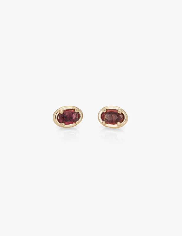 Vermilion Sapphire Ellipse Studs sold by Kathryn Bentley