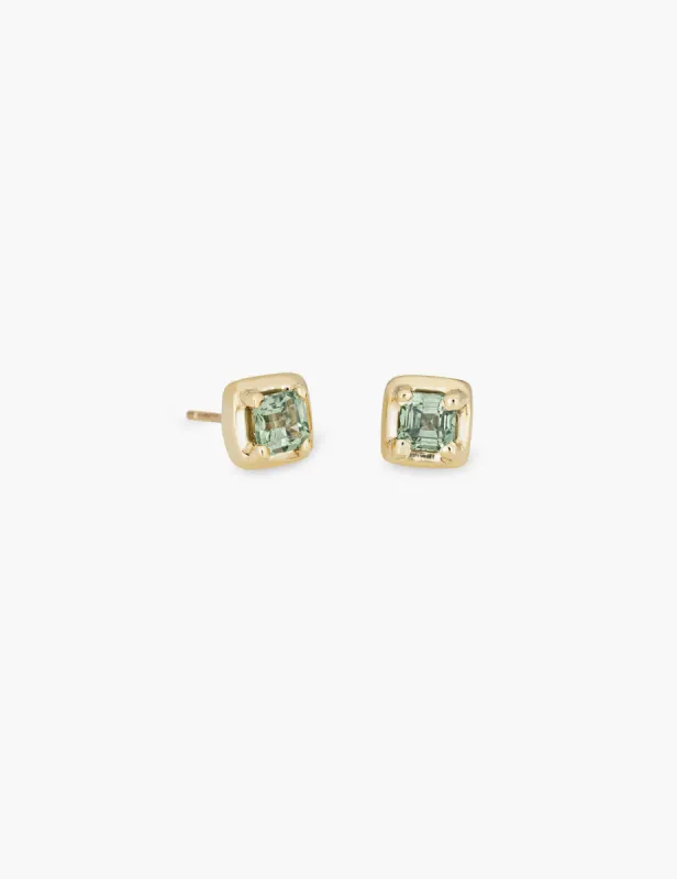 Green Sapphire Square Studs sold by Kathryn Bentley