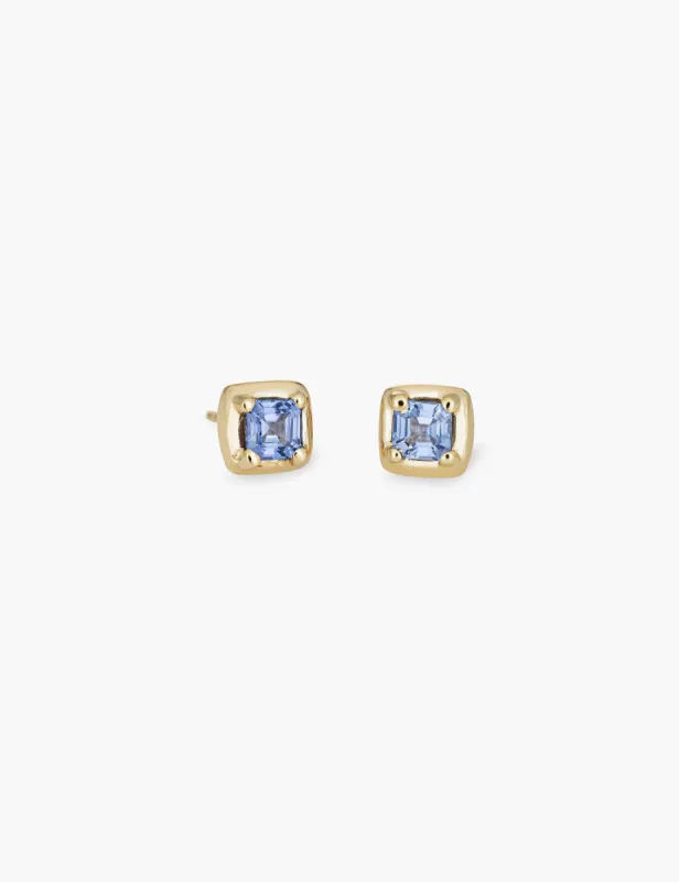 Blue Sapphire Square Studs sold by Kathryn Bentley