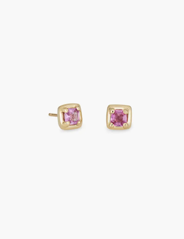 Pink Sapphire Square Studs sold by Kathryn Bentley