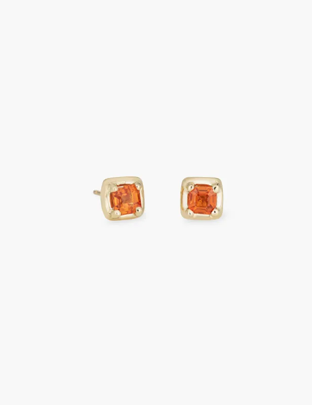 Orange Sapphire Square Studs sold by Kathryn Bentley