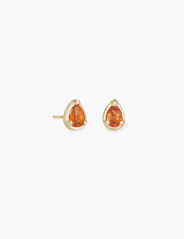 Orange Sapphire Teardrop Studs sold by Kathryn Bentley