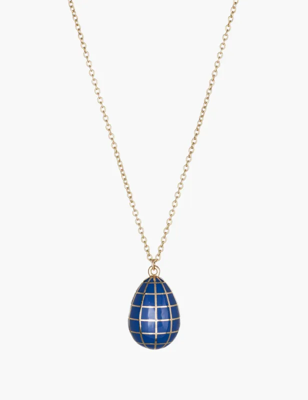 Blue enamel egg pendant sold by Kathryn Bentley