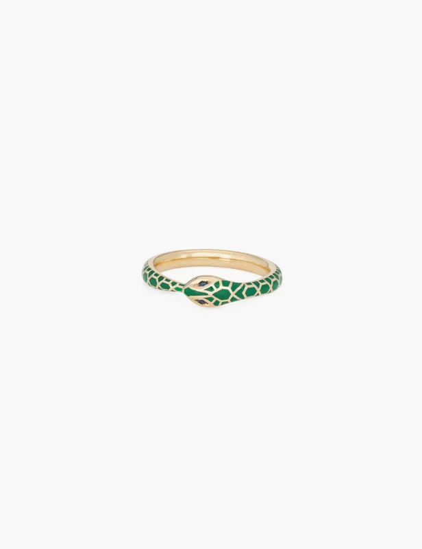Green Enamel Ouroboros Ring sold by Kathryn Bentley
