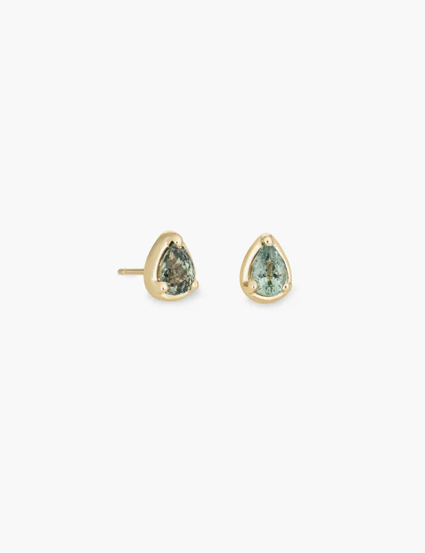 Green Sapphire Teardrop Studs sold by Kathryn Bentley