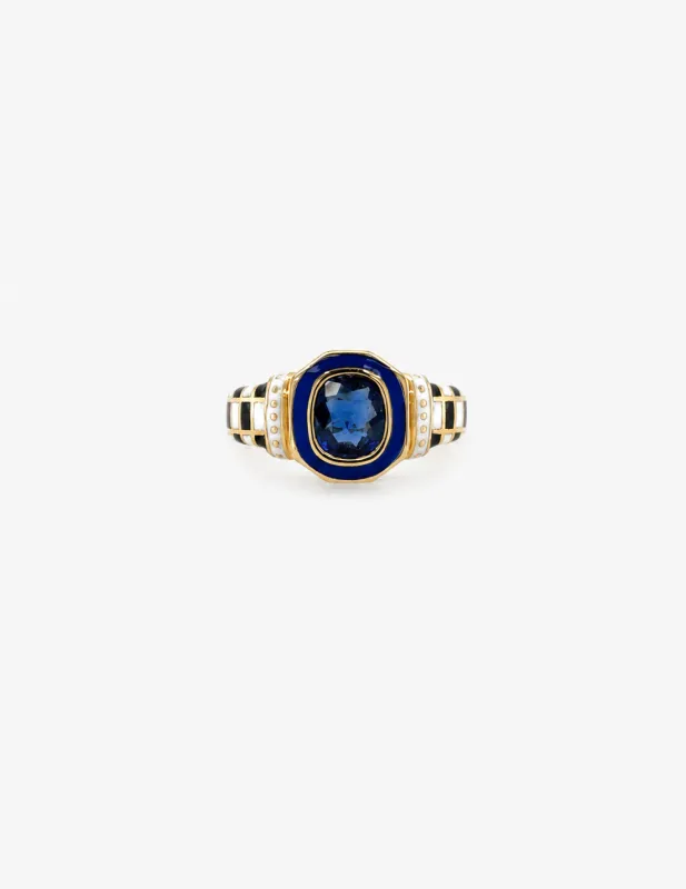 Sapphire Checkered Ring made by Kathryn Bentley