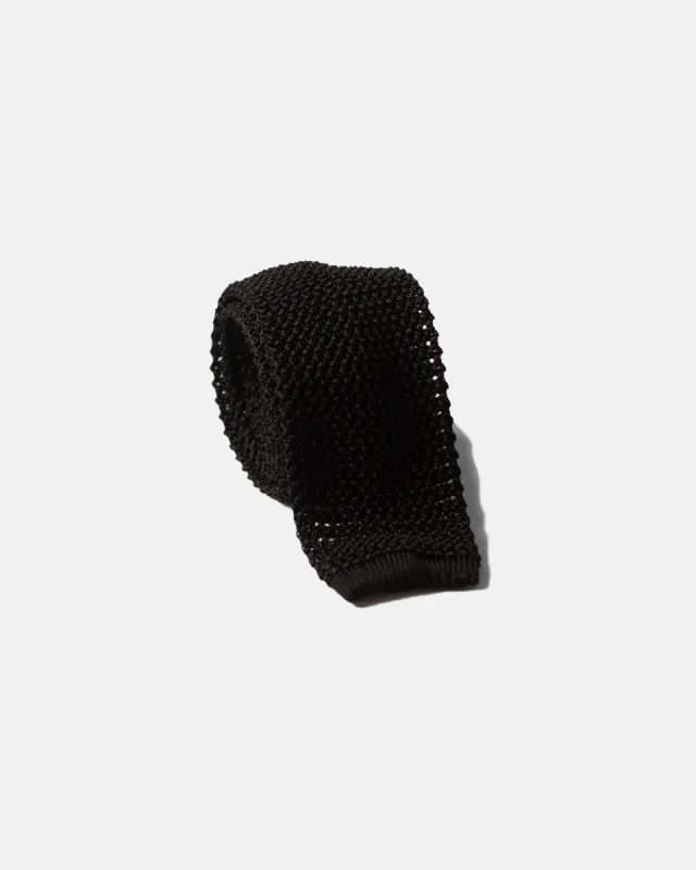 BLACK SOLID SILK KNIT TIE sold by J. Press
