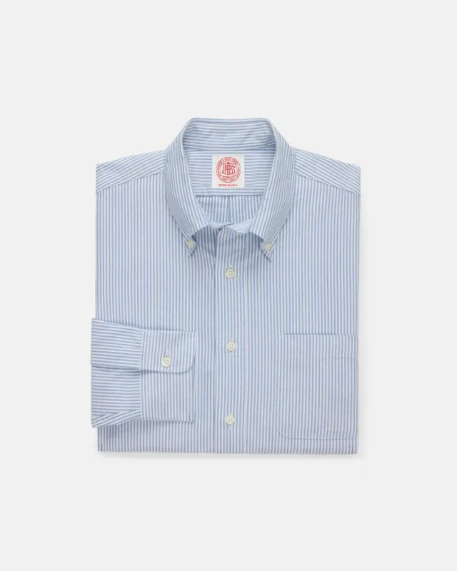 Made-in-USA Blue University Stripe Oxford Cloth Shirt - Classic Fit made by J. Press
