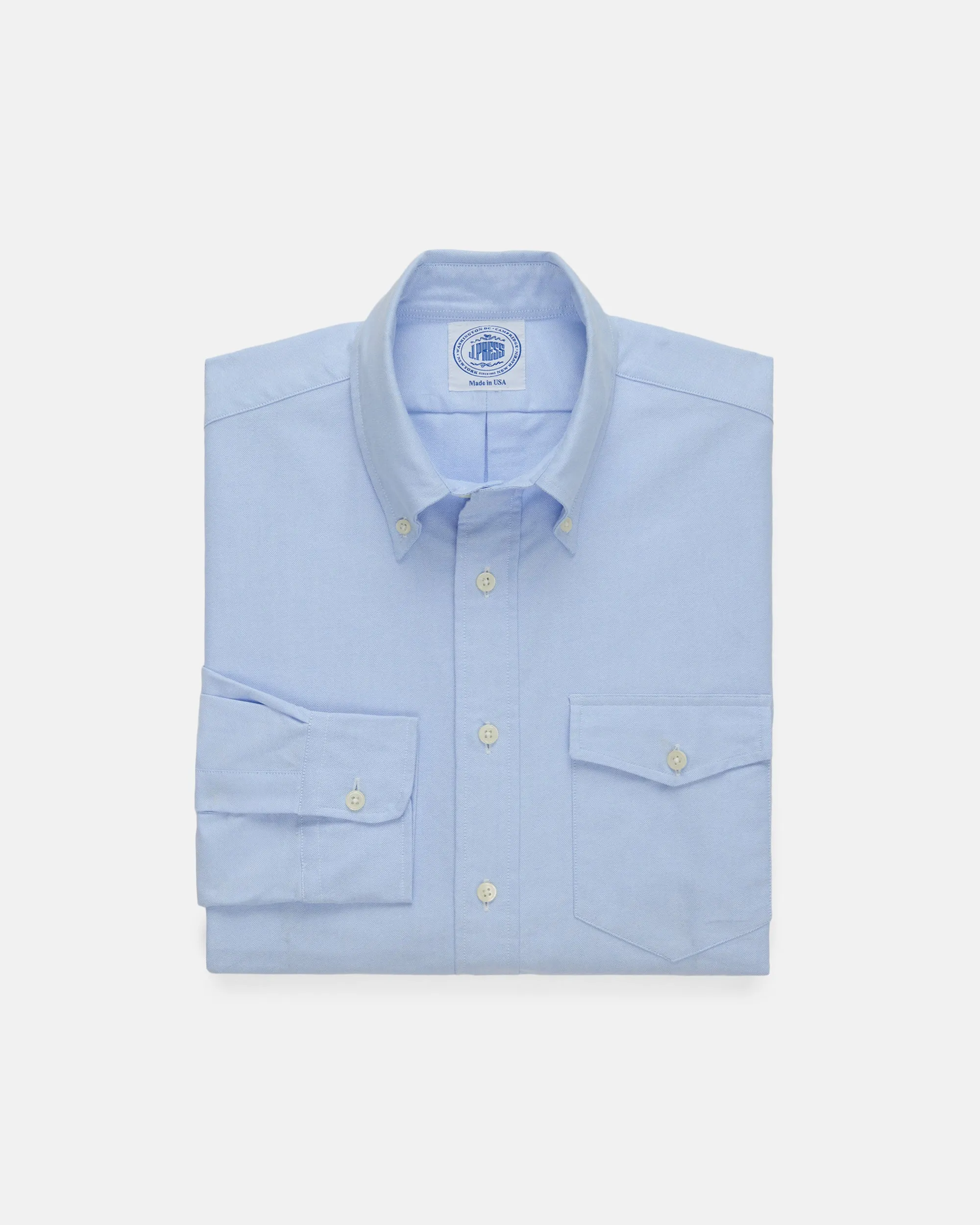 Oxford Cloth Button Down Dress Shirt - Flap Pocket - Regular Fit sold by J. Press