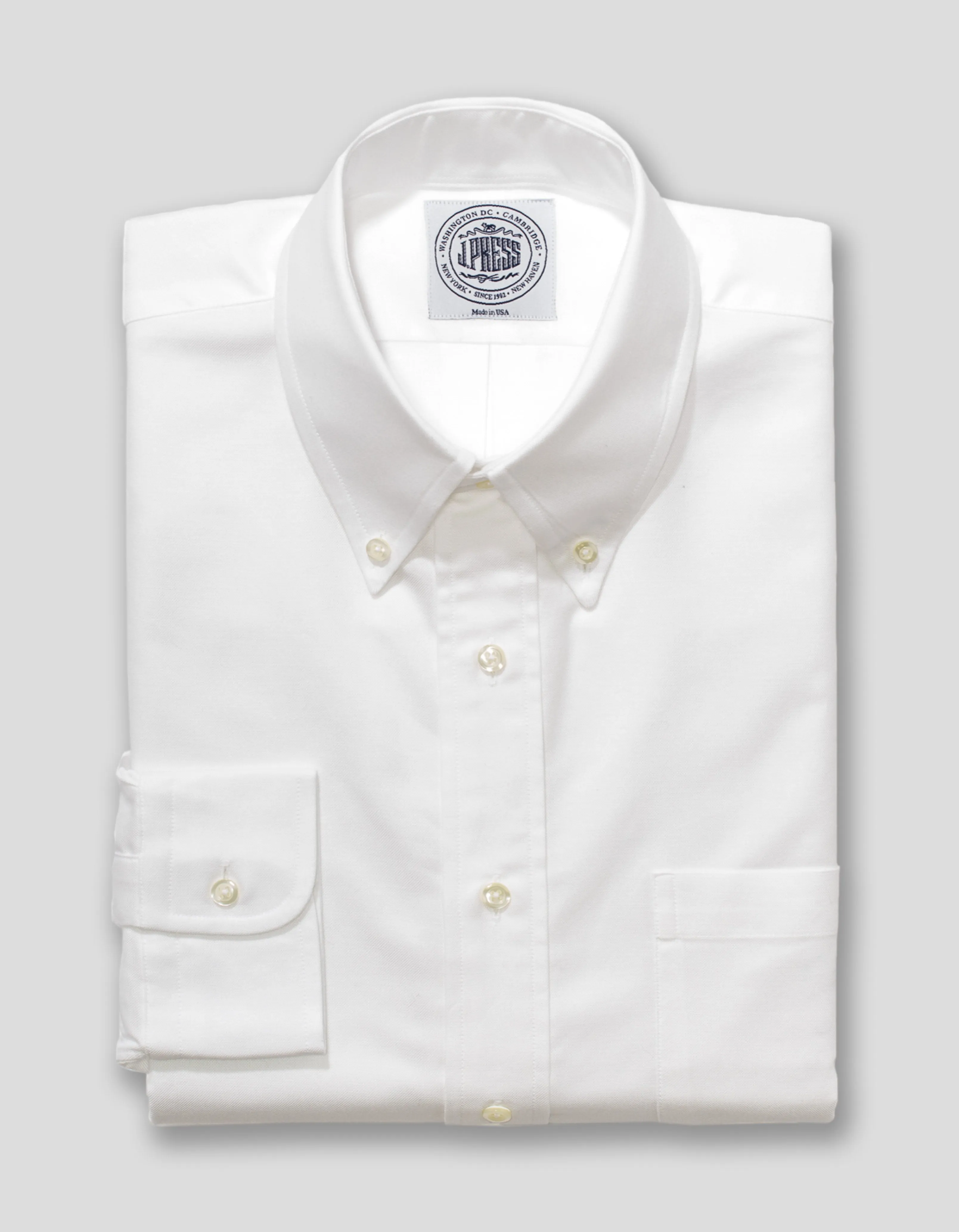 Made-in-USA White Oxford Cloth Button Down Shirt - Classic Fit sold by J. Press