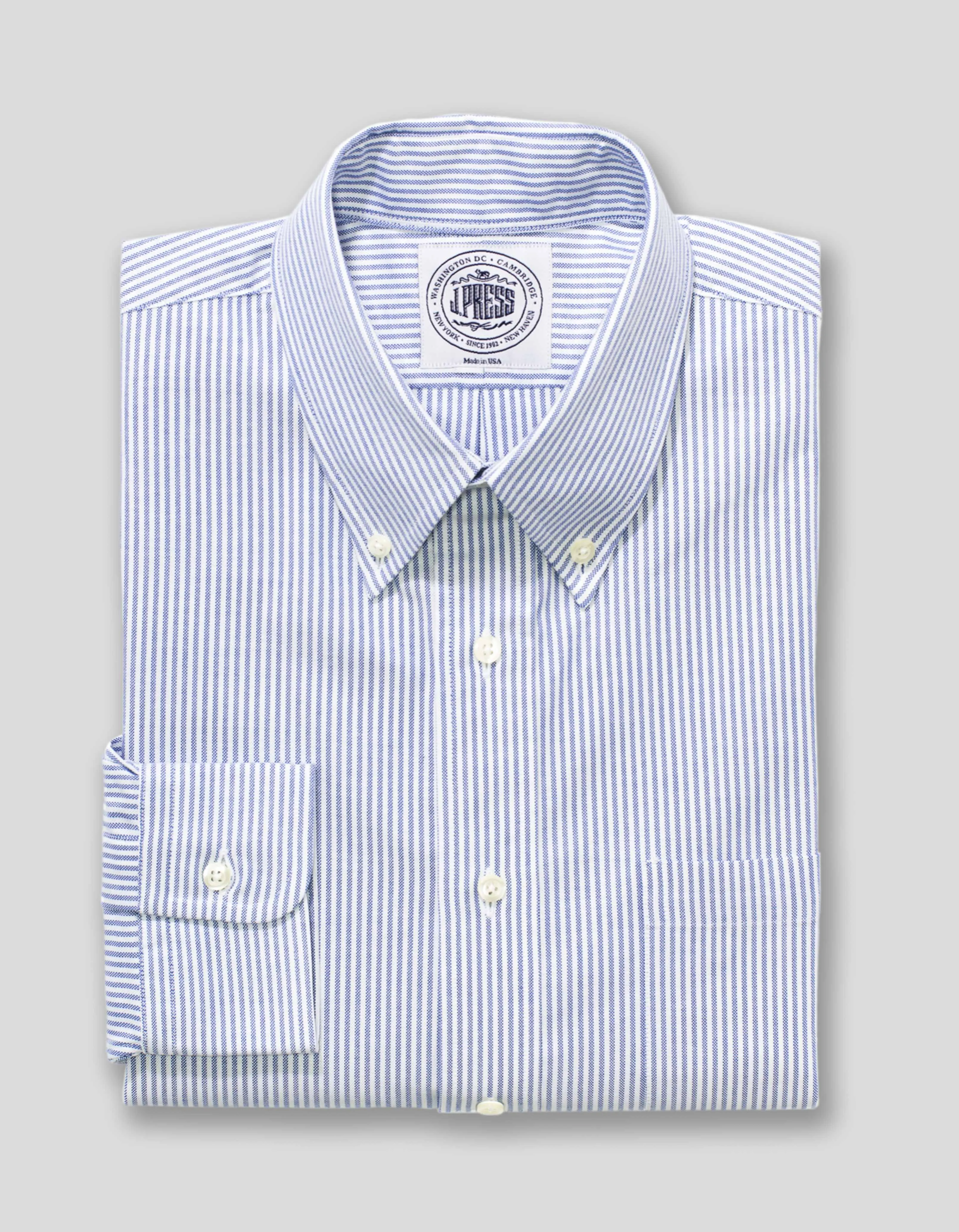 Made-in-USA Blue University Stripe Oxford Cloth Shirt - Classic Fit sold by J. Press