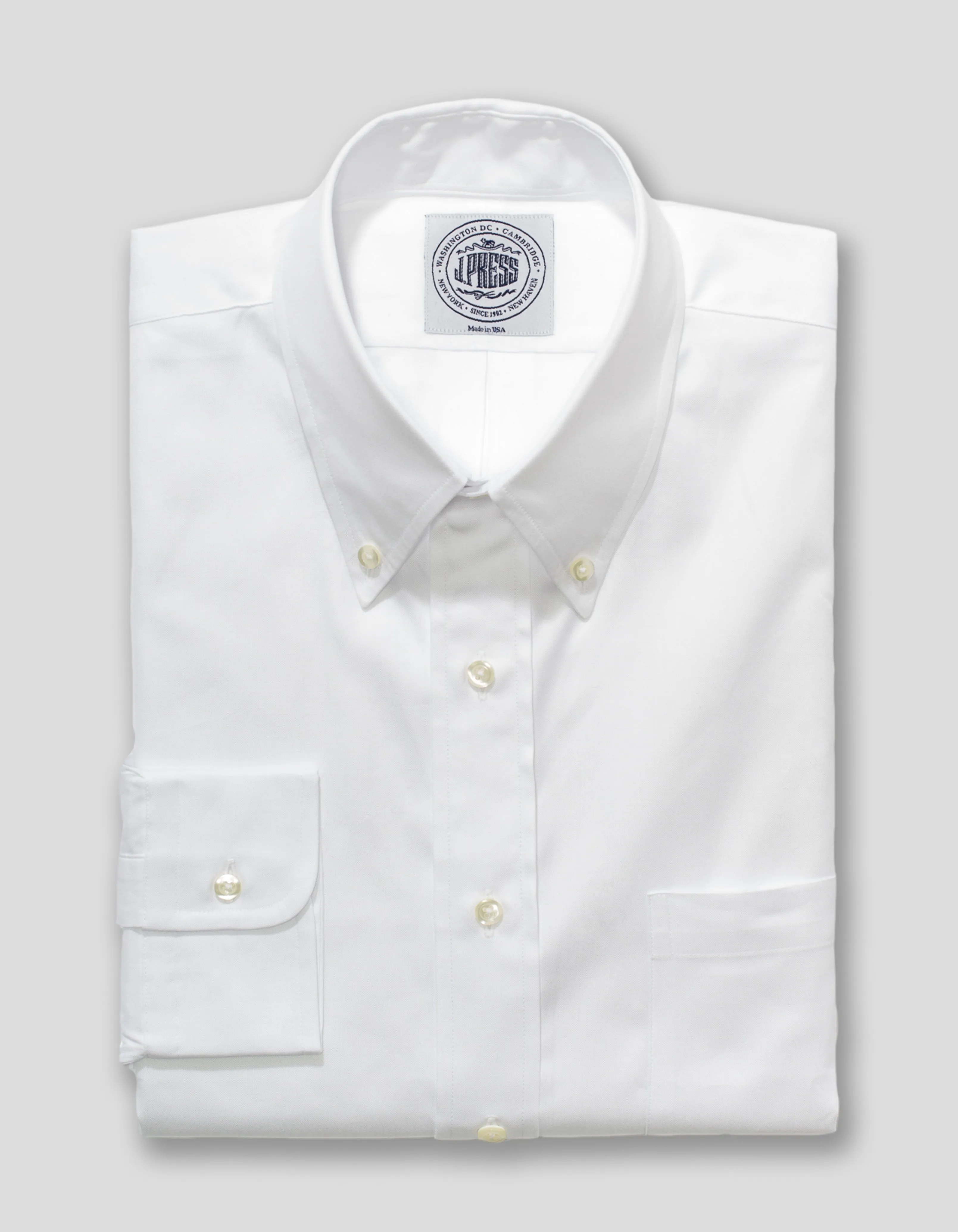 Made-in-USA White Pinpoint Oxford Button Down Shirt - Classic Fit sold by J. Press