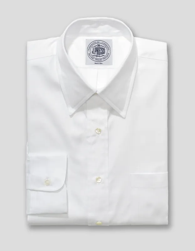 Made-in-USA White Pinpoint Oxford Point Collar Shirt - Classic Fit sold by J. Press
