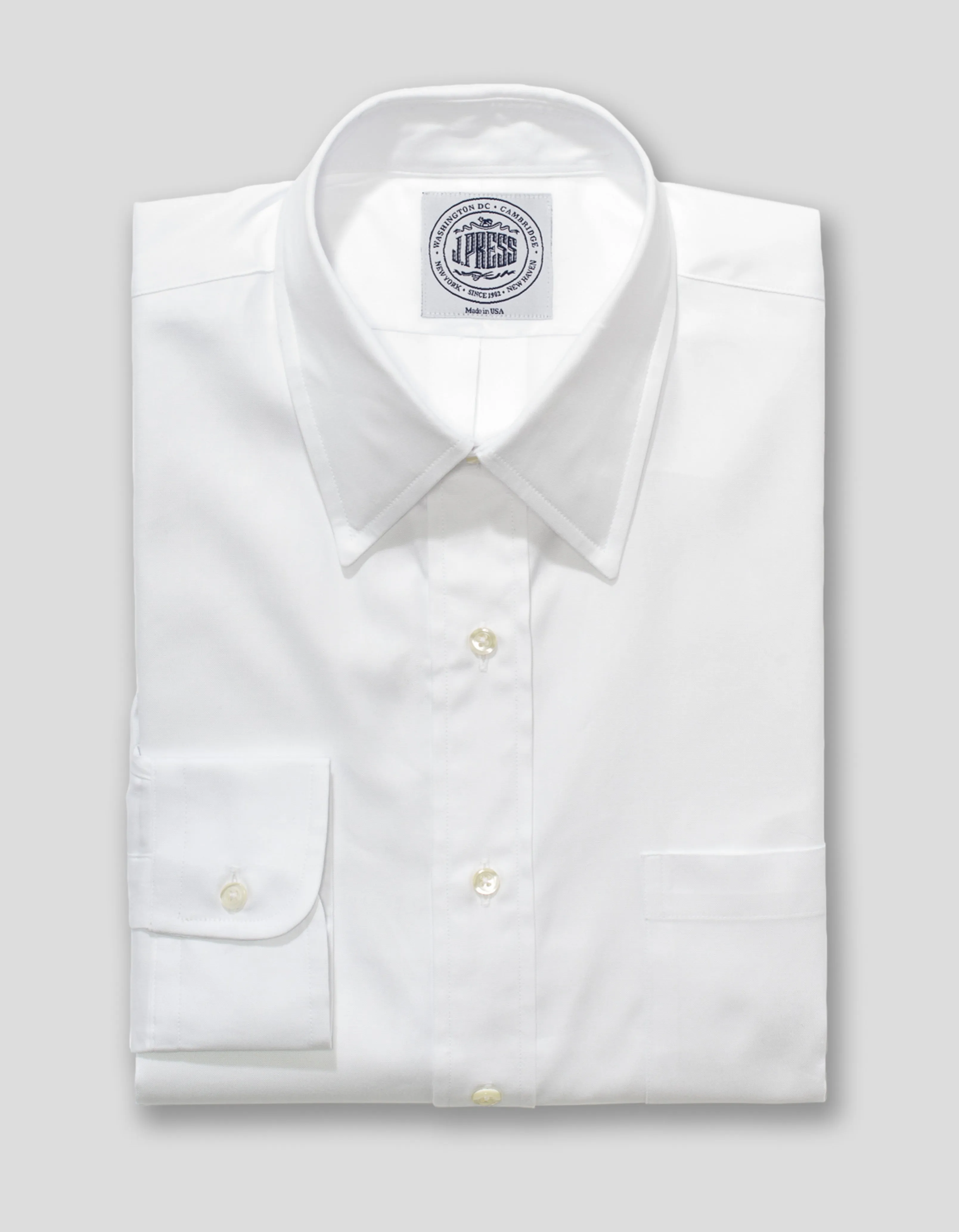 Made-in-USA White Pinpoint Oxford Point Collar Shirt - Classic Fit sold by J. Press