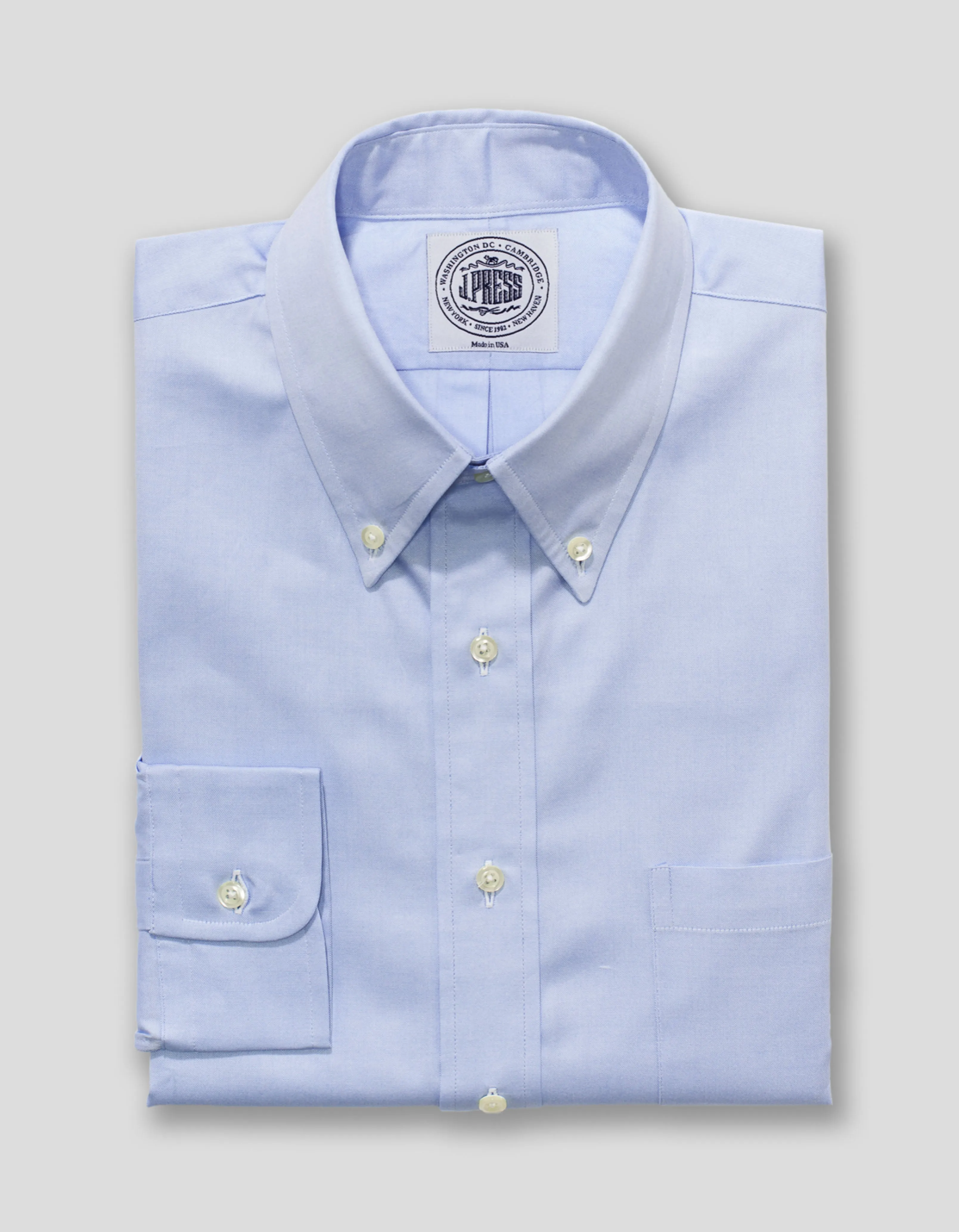 Made-in-USA Blue Pinpoint Oxford Button Down Shirt - Classic Fit sold by J. Press