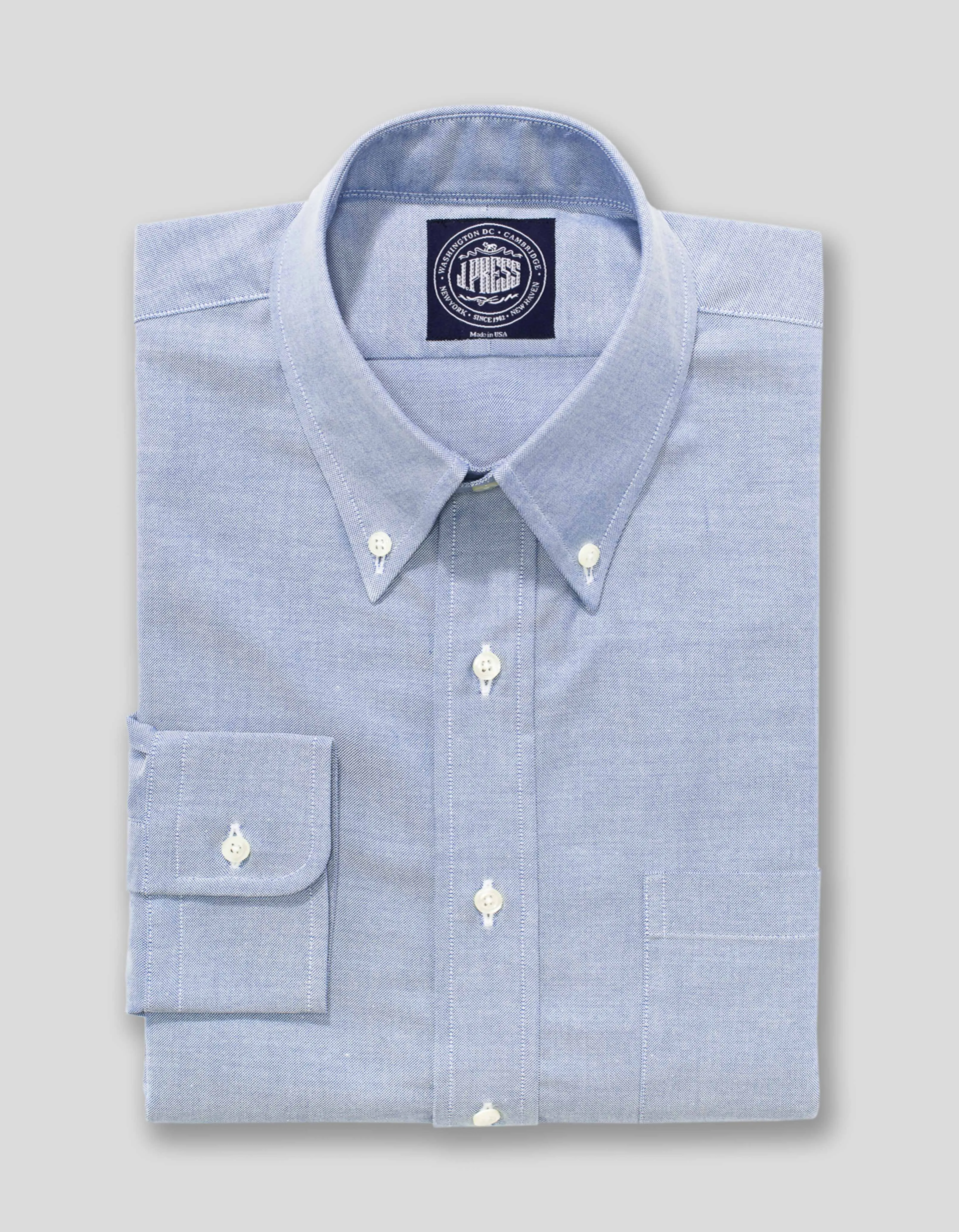 Made-in-USA Blue Oxford Cloth Button Down Shirt - Regular Fit sold by J. Press