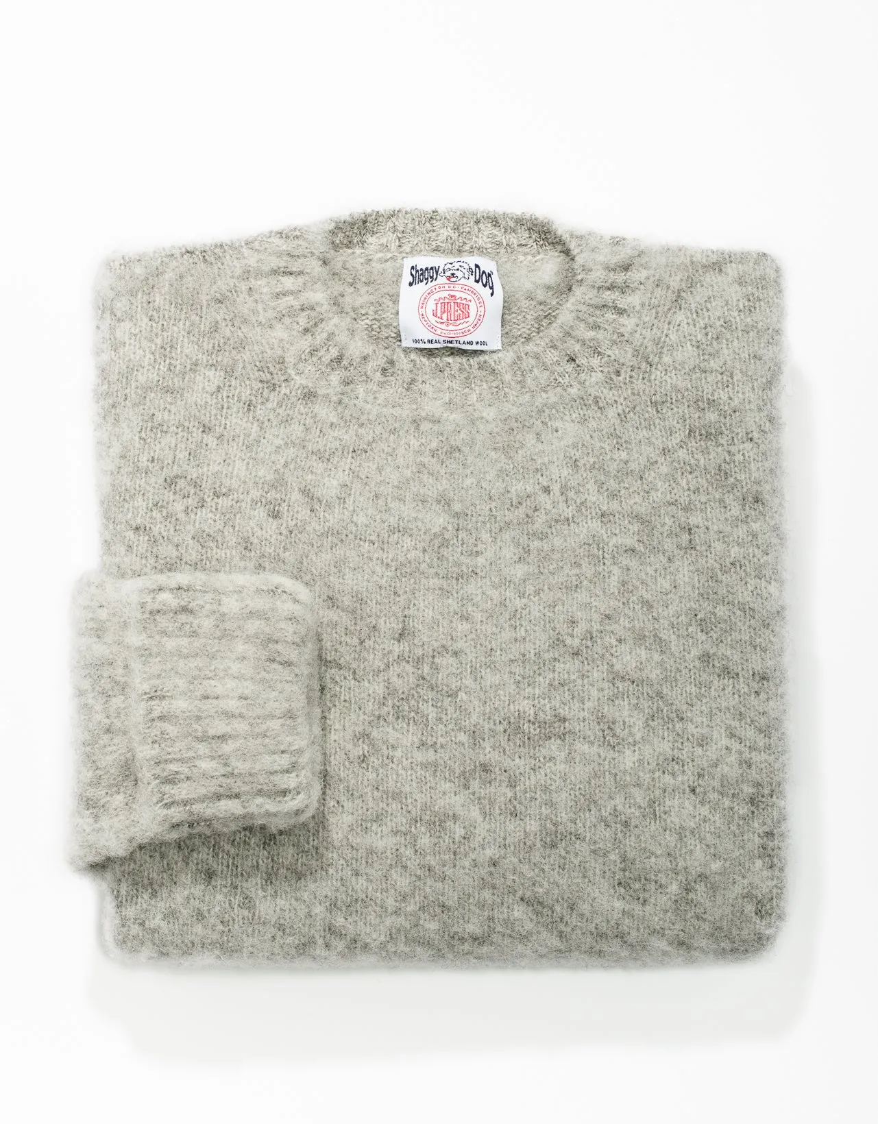 Made-in-Scotland Light Grey Shaggy Dog Sweater - Classic Fit sold by J. Press
