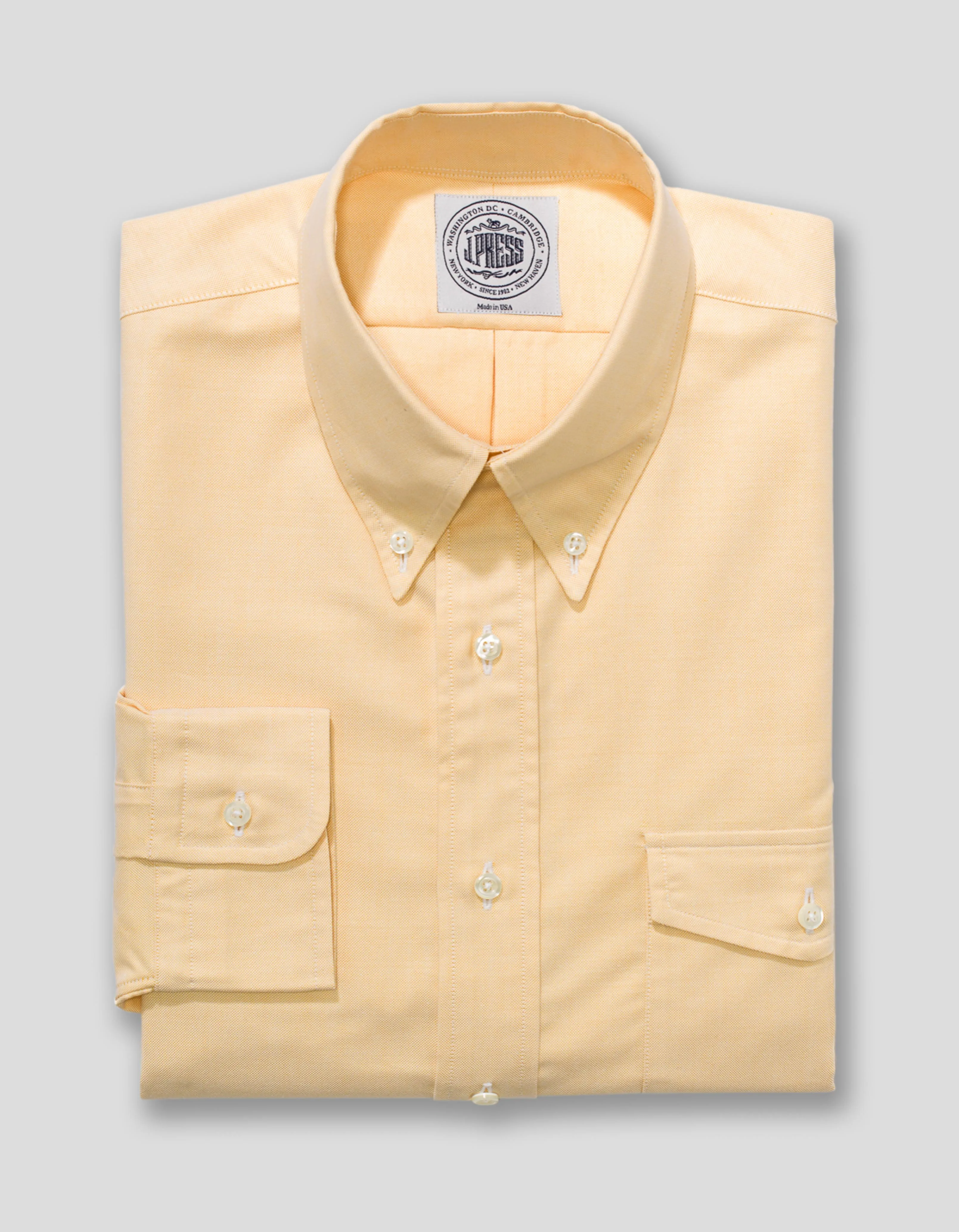 Made-in-USA Flap Pocket Yellow Oxford Cloth Button Down Shirt - Classic Fit sold by J. Press