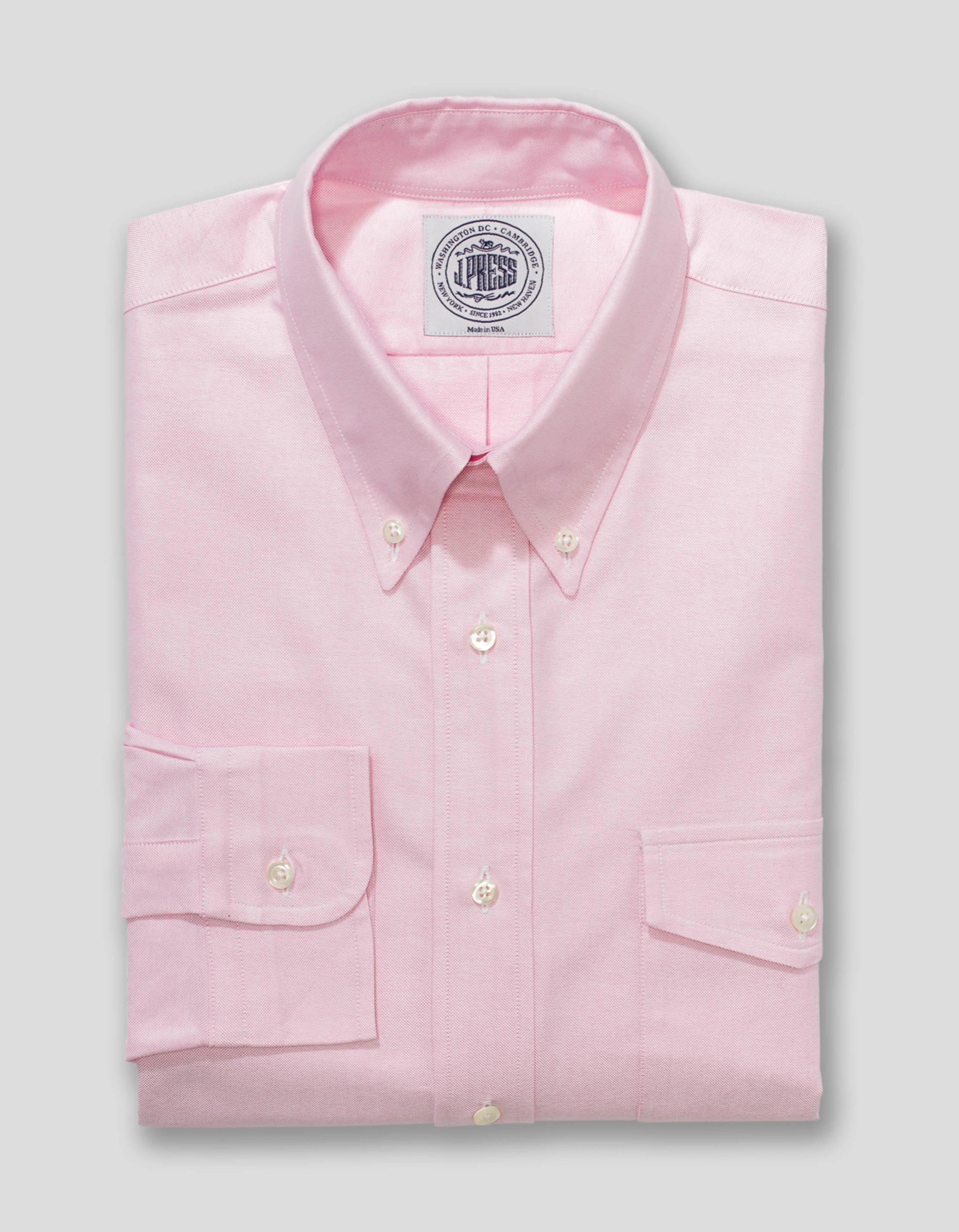 Made-in-USA Flap Pocket Pink Oxford Cloth Button Down Shirt - Classic Fit sold by J. Press