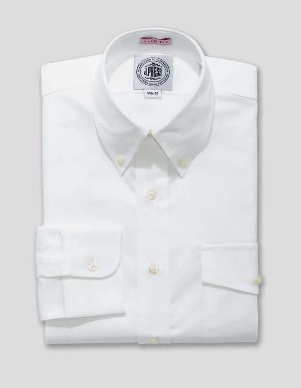 Made-in-USA Flap Pocket White Oxford Cloth Button Down Shirt - Regular Fit sold by J. Press