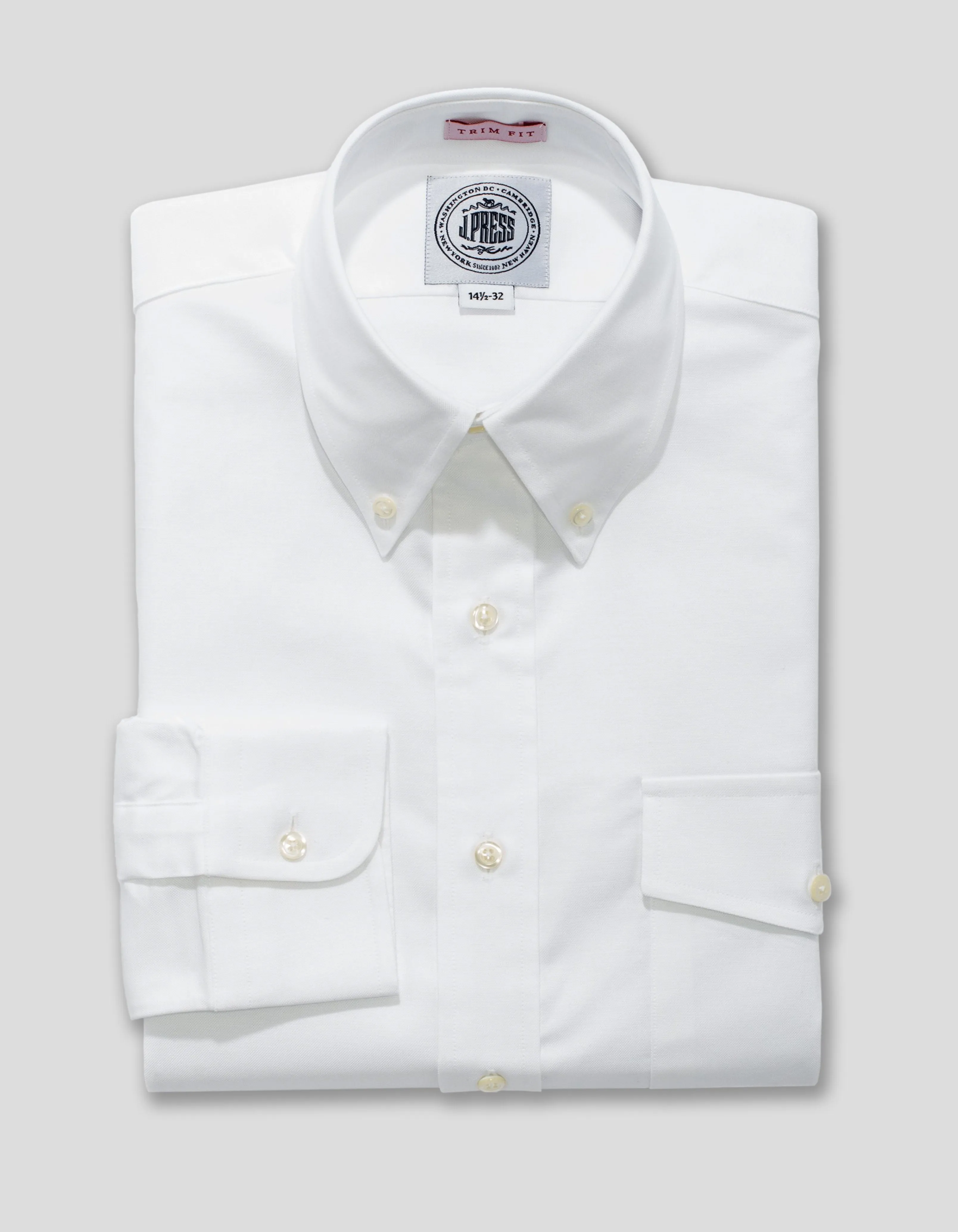 Made-in-USA Flap Pocket White Oxford Cloth Button Down Shirt - Regular Fit sold by J. Press