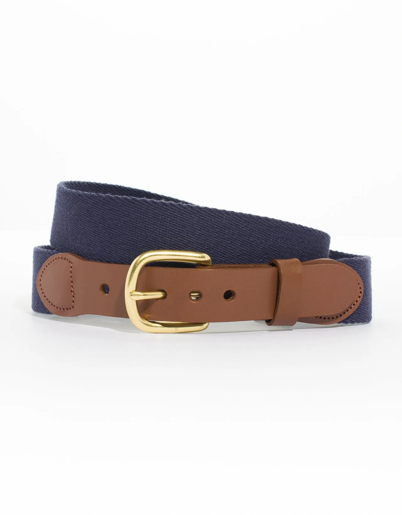 Made-in-USA Solid Navy Smooth Belgian Surcingle Belt sold by J. Press