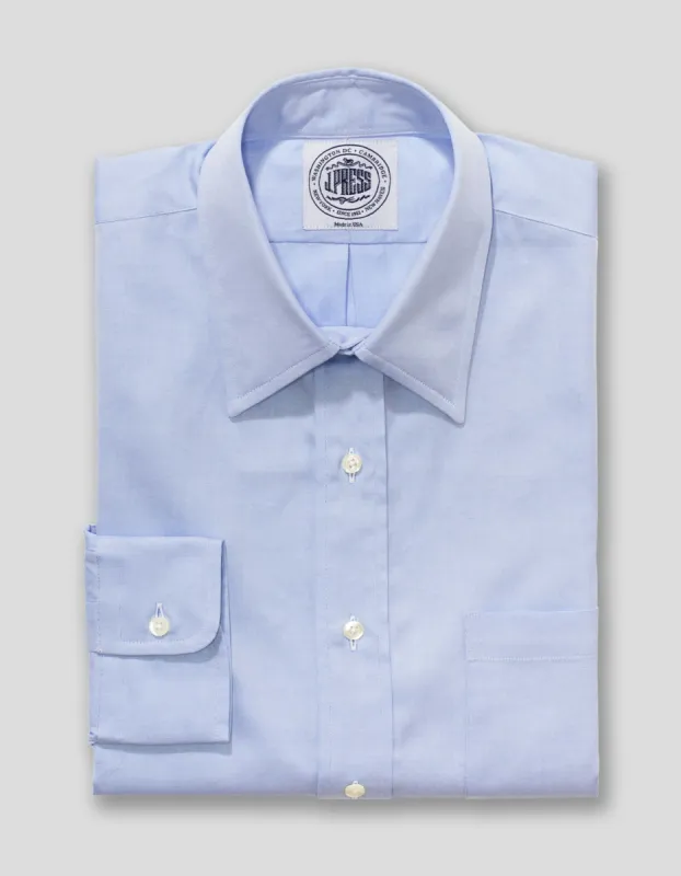 Made-in-USA Blue Pinpoint Oxford Point Collar Shirt - Classic Fit sold by J. Press