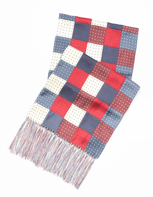Made-in-USA Patchwork Polka Dot Silk Scarf made by J. Press
