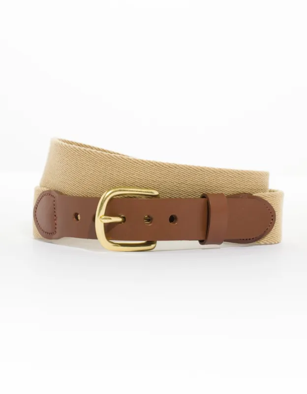 Made-in-USA Solid Khaki Smooth Belgian Wool Surcingle Belt sold by J. Press