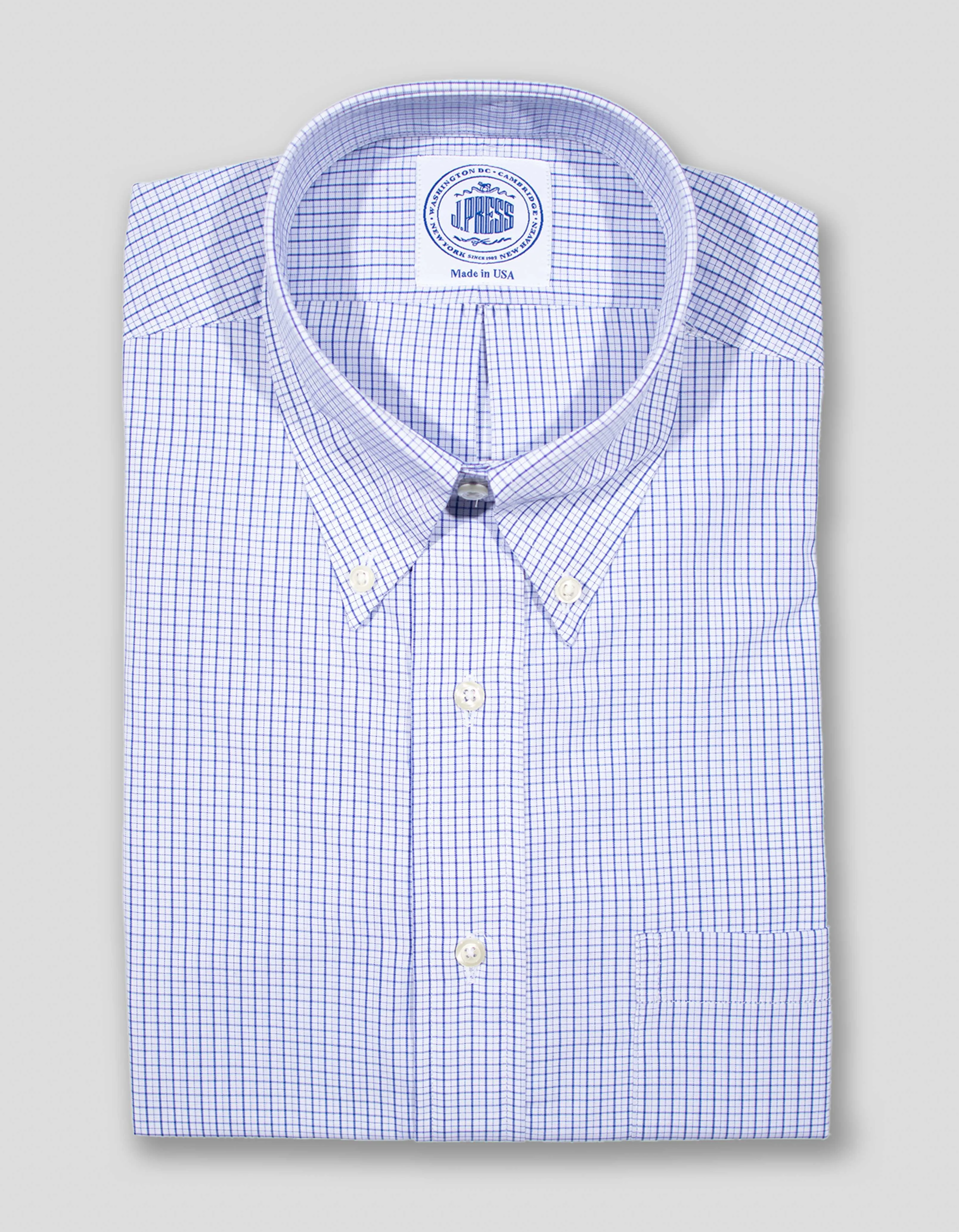 BLUE LAYERED TATTERSALL DRESS SHIRT sold by J. Press