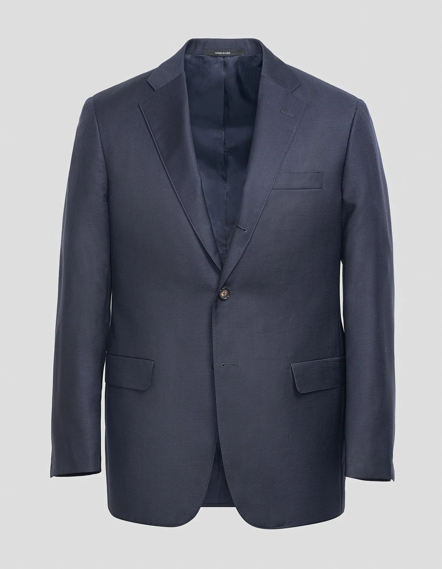 Made-in-USA Solid Navy Worsted Wool Suit sold by J. Press