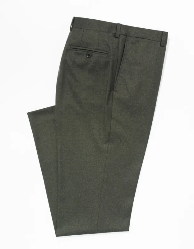OLIVE WOOL FLANNEL TROUSERS sold by J. Press