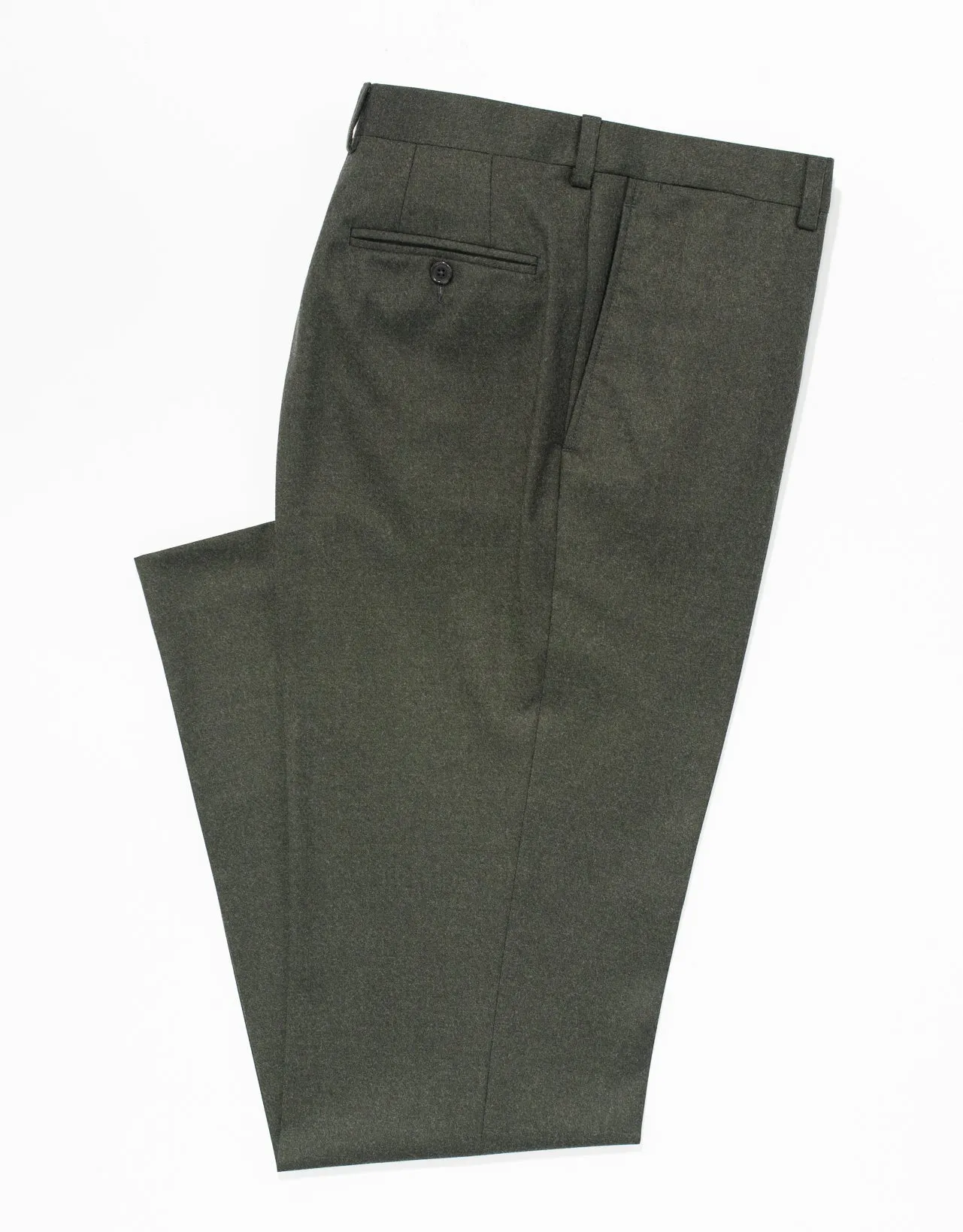 Made-in-Canada Olive Wool Flannel Trouser sold by J. Press