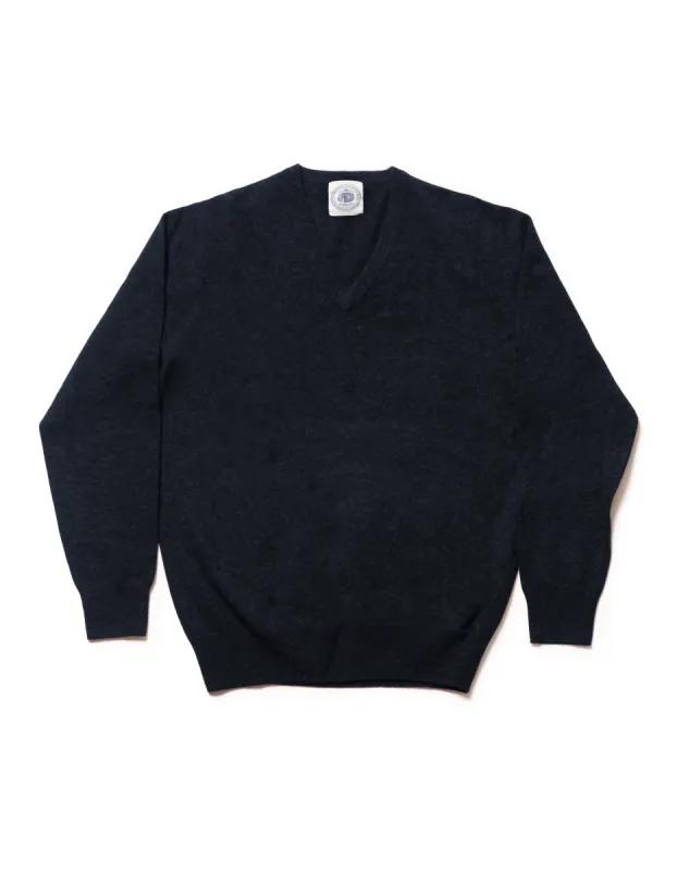 LAMBSWOOL GEELONG V NECK SWEATER - NAVY sold by J. Press