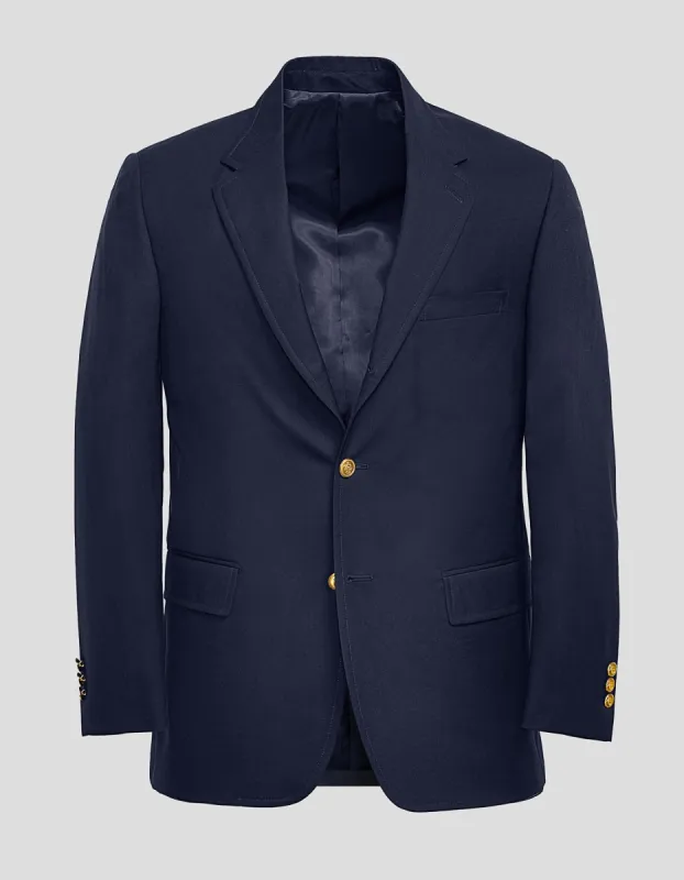 Made-in-Canada Solid Navy Tropical Weight Wool Blazer sold by J. Press