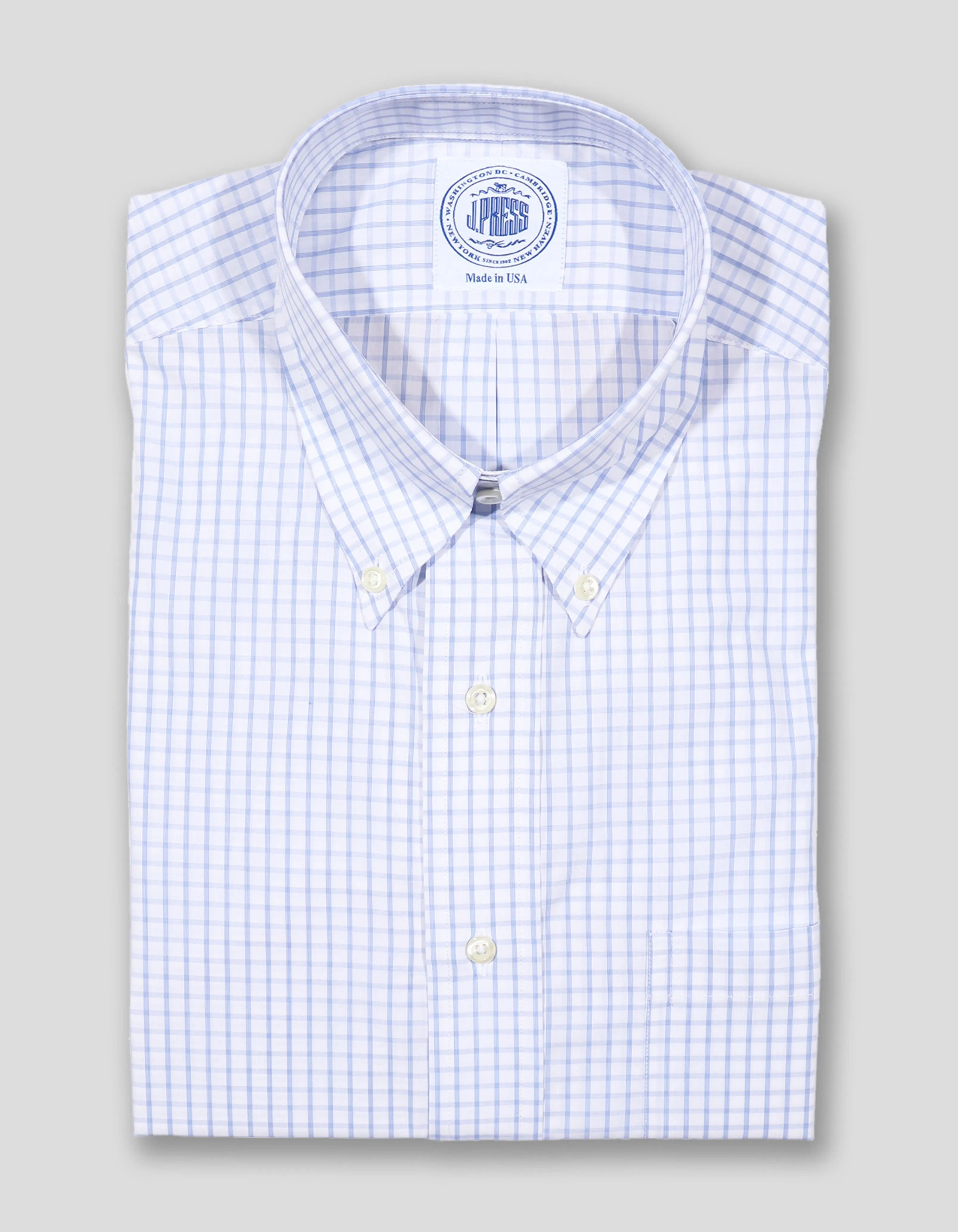 BLUE GRAPH CHECK DRESS SHIRT sold by J. Press
