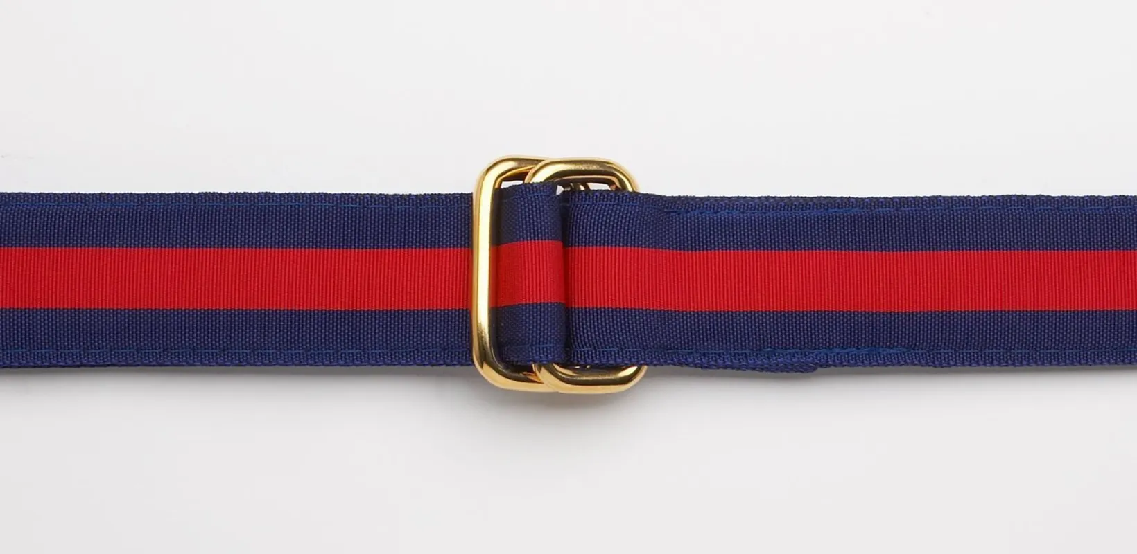 Made-in-USA Navy & Red Striped Grosgrain Ribbon Belt sold by J. Press