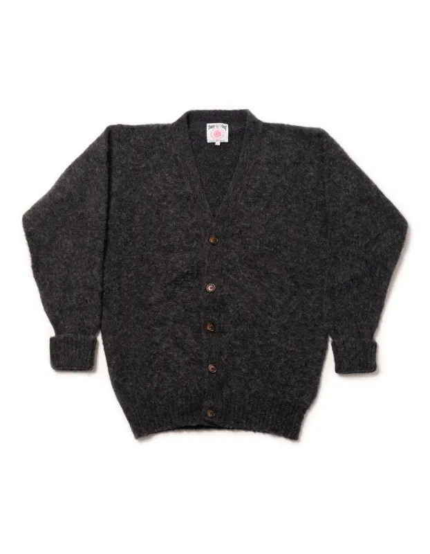Made-in-Scotland Charcoal Shaggy Dog Cardigan Sweater  - Classic Fit sold by J. Press