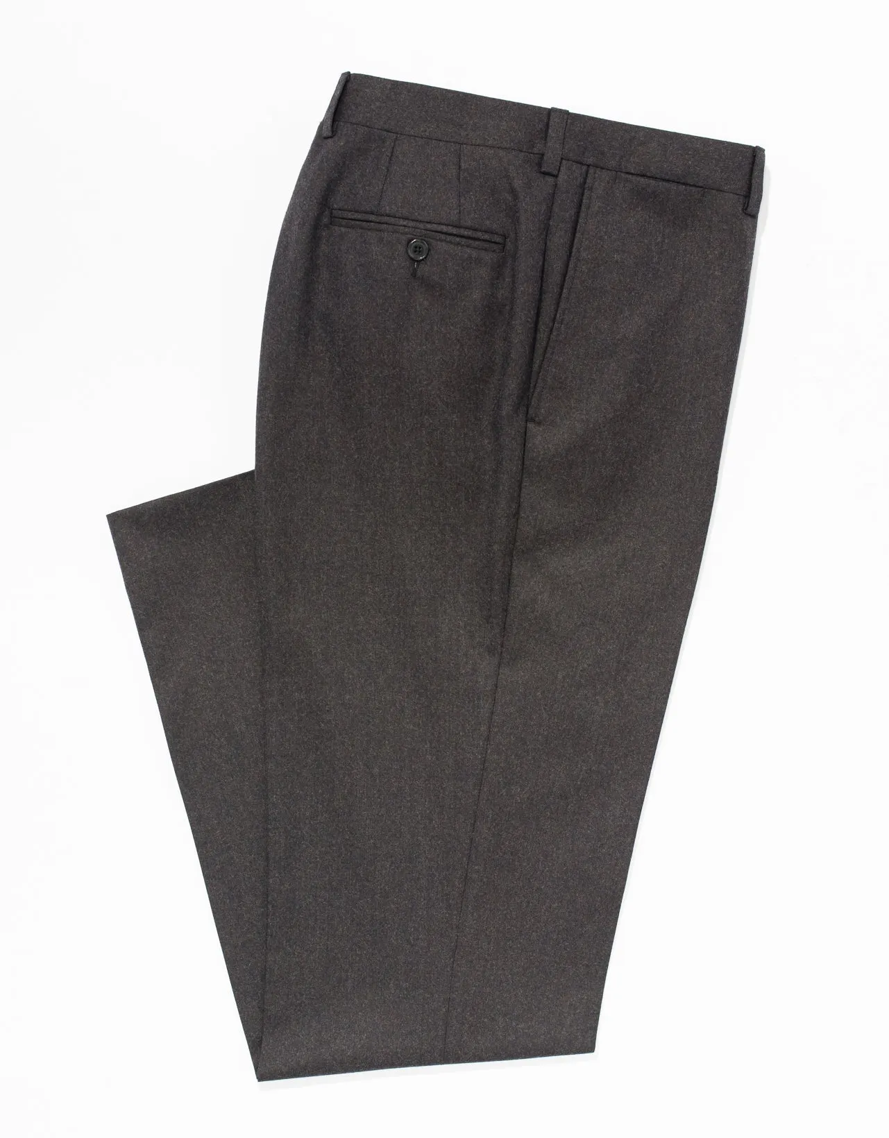 BROWN WOOL FLANNEL TROUSERS sold by J. Press