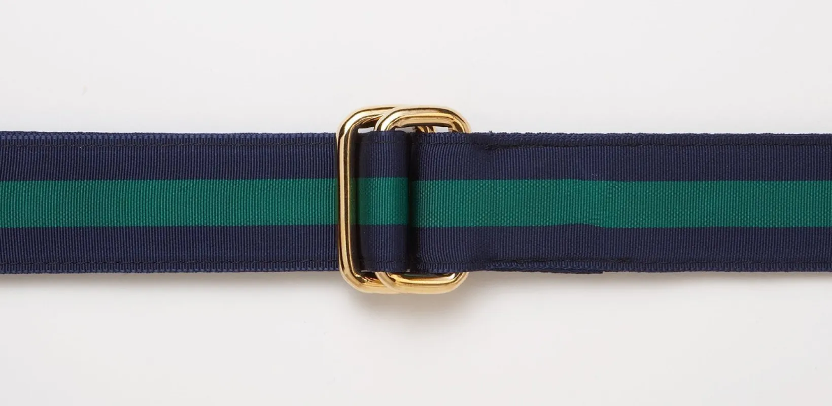 Made-in-USA Navy & Kelly Green Striped Grosgrain Ribbon Belt sold by J. Press