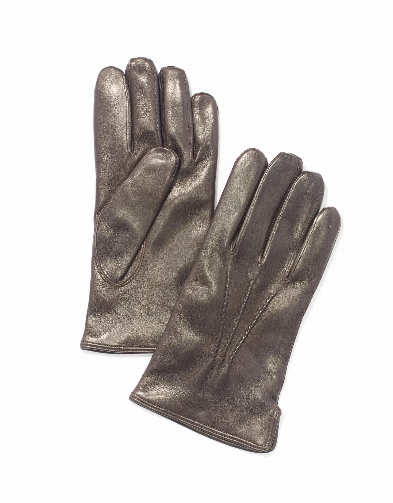 Made-in-Italy Cashmere-Lined Brown Nappa Leather Gloves sold by J. Press