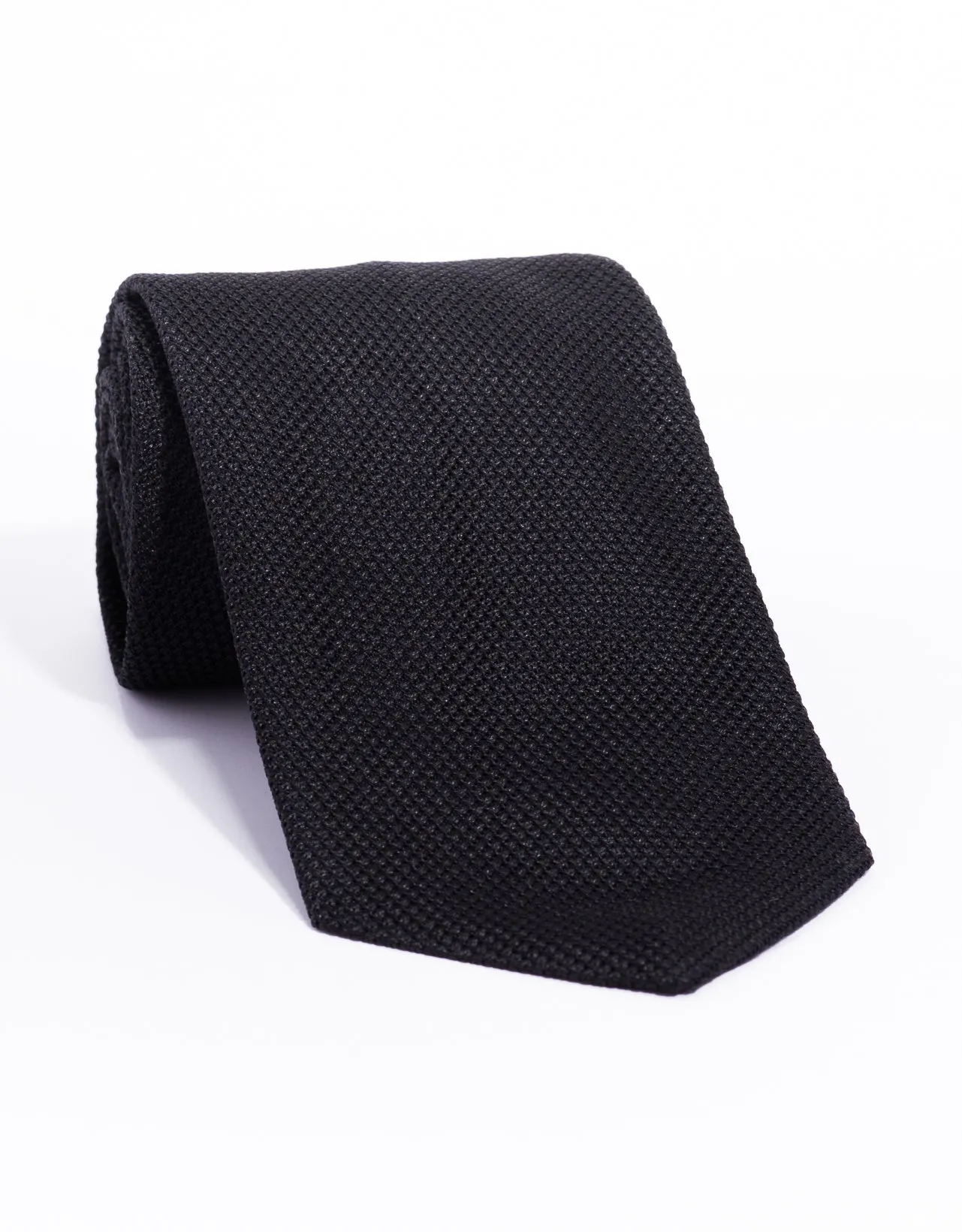 Made-in-England Solid Black Grenadine Tie sold by J. Press