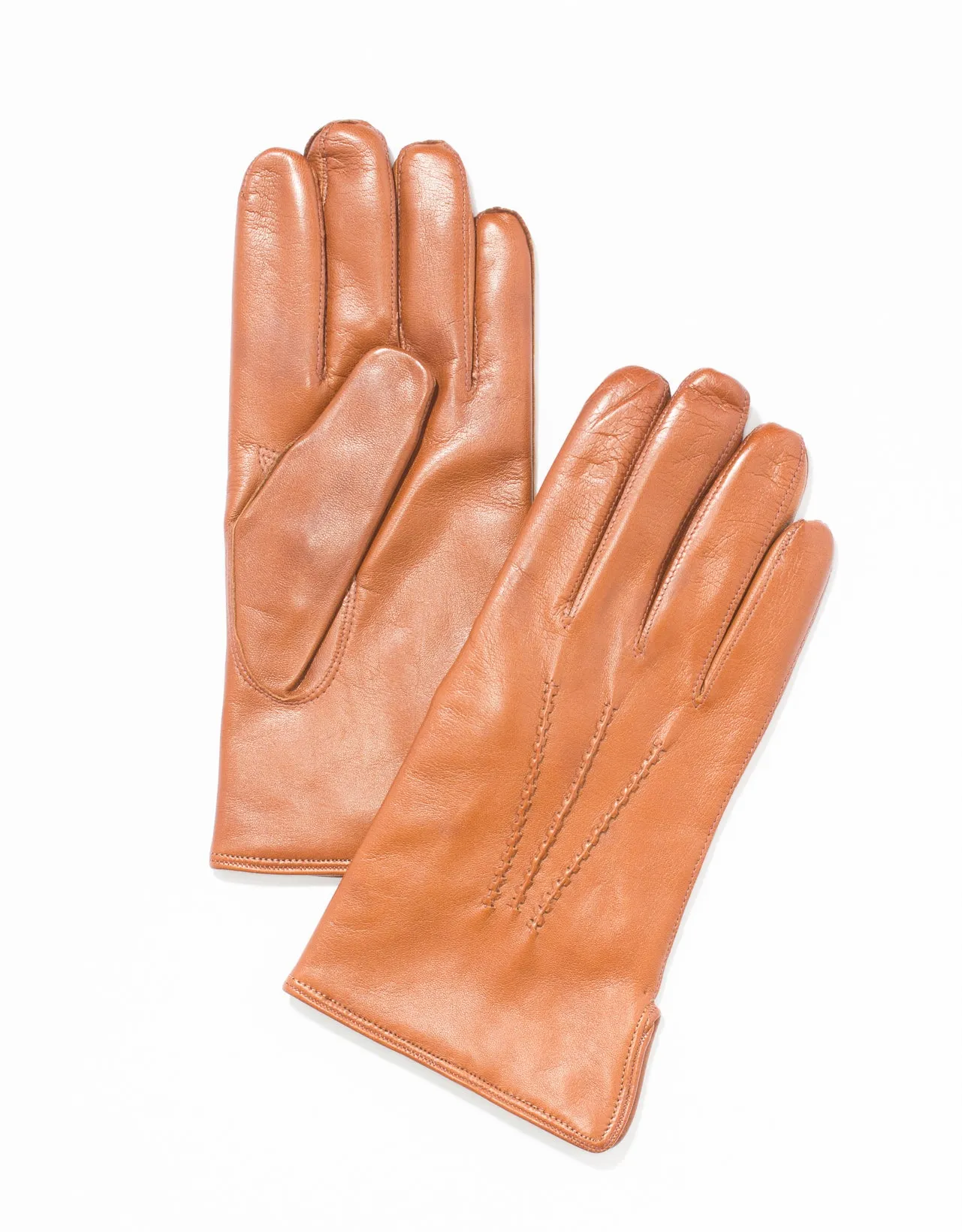 Made-in-Italy Cashmere-Lined Cognac Nappa Leather Gloves sold by J. Press