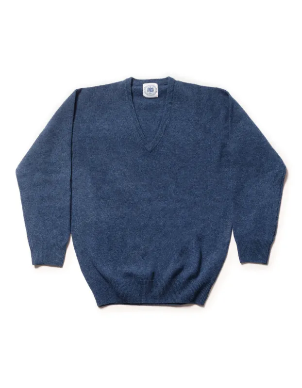 LAMBSWOOL GEELONG V NECK SWEATER - BLUE sold by J. Press