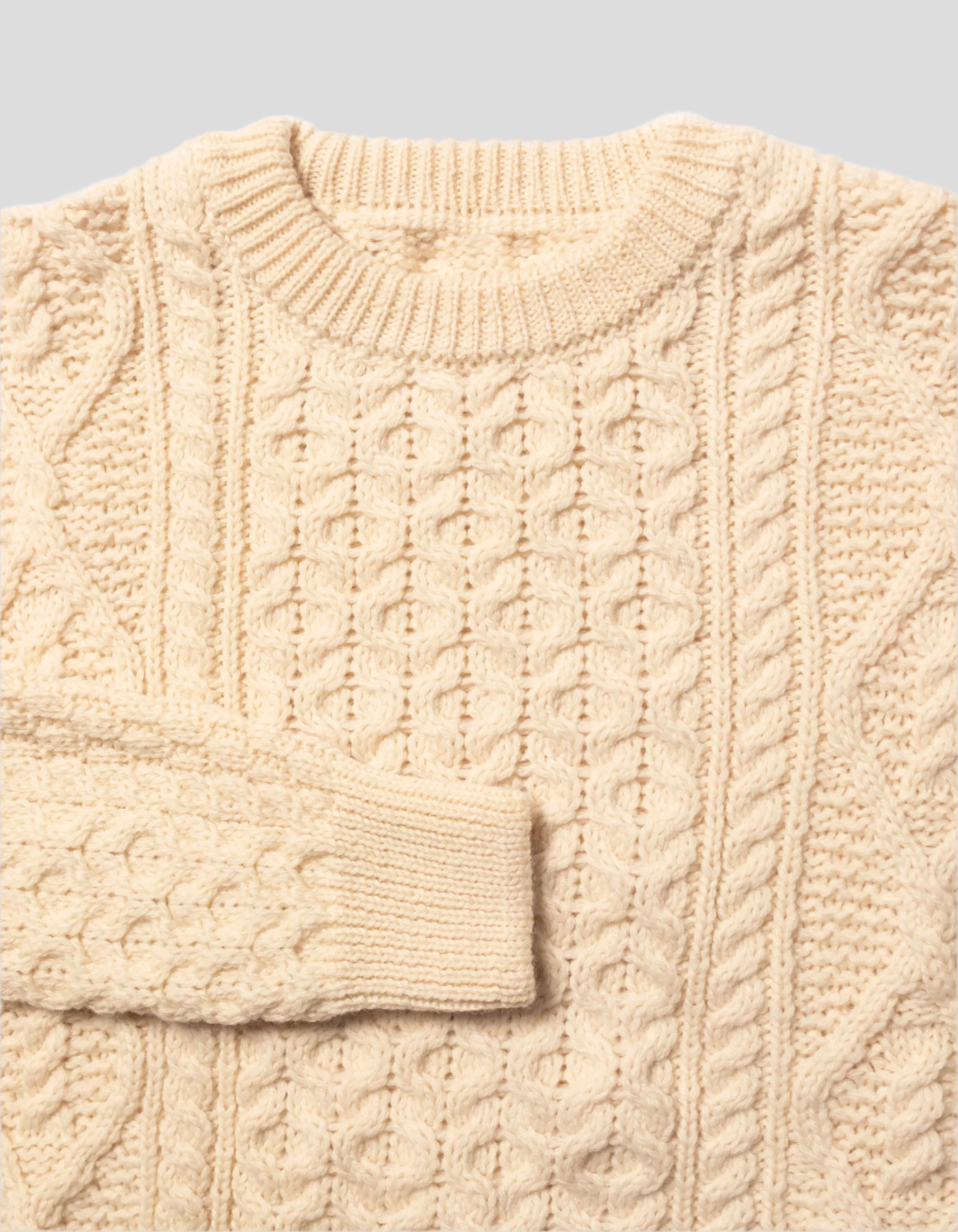 CREW NECK ARAN CABLE SWEATER - NATURAL sold by J. Press product image thumbnail 3