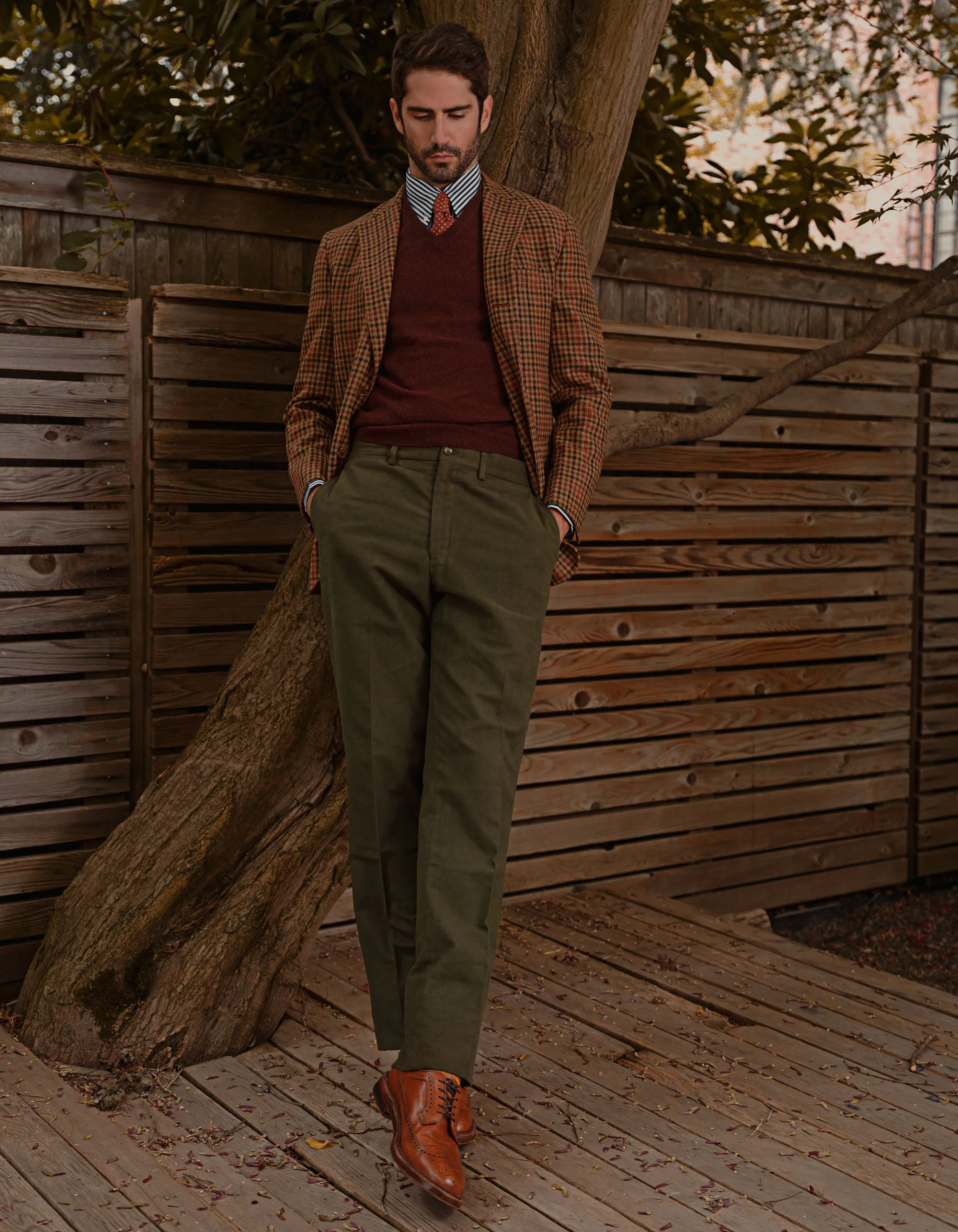 Made-in USA Dark Olive English Moleskin Pant sold by J. Press product image thumbnail 2