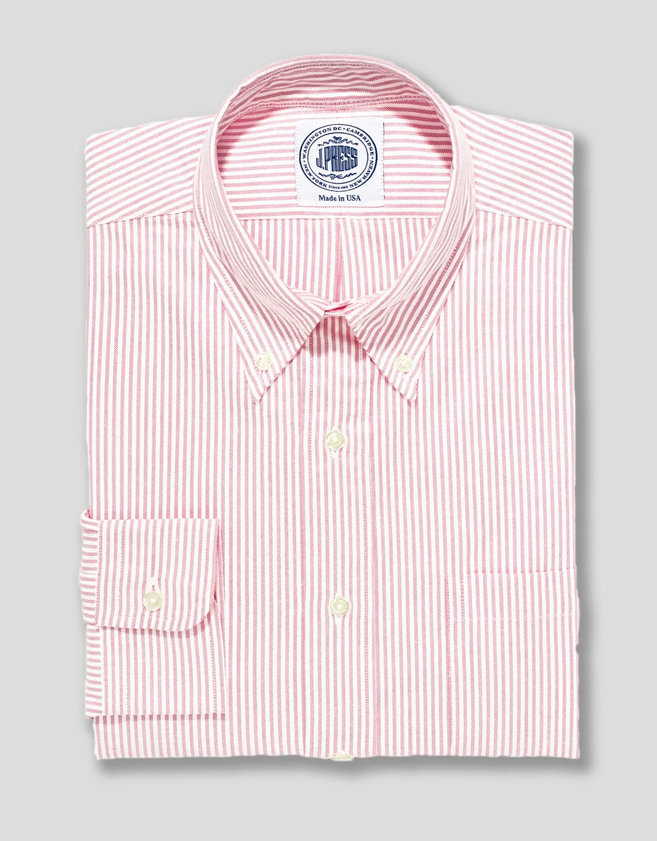 Made-in-USA Pink University Stripe Oxford Dress Shirt - Classic Fit sold by J. Press